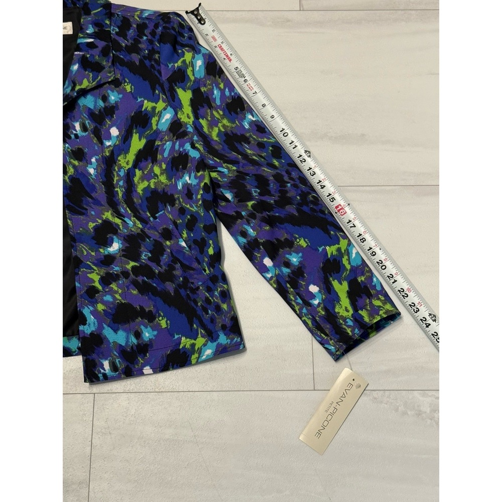 EVAN-PICONE 8P Purple Black Lime Abstract Print Open Front Blazer NWT - Picture 8 of 10